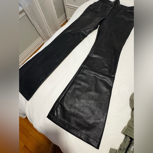 SPANX Black Faux Leather Flare Leg Pull-On Pants - Picture 7 of 11